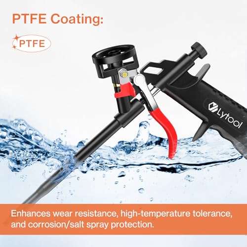Lytool 2-Pack Spray Foam Gun Kit, PTFE-Coated Expanding Foam Applicator Gun with Extension Tubes & Cleaning Brushes, All-Metal PU Foam Gun for Insulation, Sealing, Gaps & Cracks - color: 2 Pcs Black
