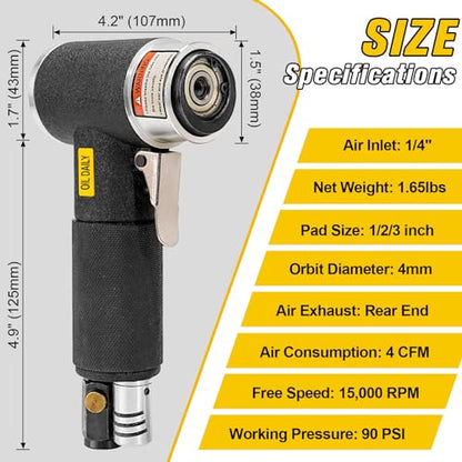 SI FANG 1'' 2'' 3'' Mini Random Orbital Air Sander Kit, Pneumatic Polisher - style: 1"2"3" Buffer&Sander Kit