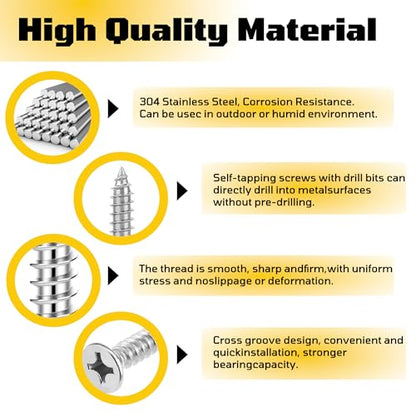 #4 x 1/4 inch Flat Head Wood Screws, 304 Stainless Steel Phillips Drywall Screws and Tapping Screws, High Hardness Screws for Drywall, Sheetrock, Wood (100 pcs) - size: #4 x 1/4"