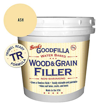 Water-Based Wood & Grain Filler (Trowel Ready) - Ash - 1 Quart By Goodfilla | Replace Every Filler & Putty | Repairs, Finishes & Patches | Paintable, Stainable, Sandable & Quick Drying - color: Ash, size: 1 Quart