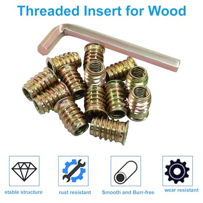 30 Pcs 5/16"-18 x 20mm Threaded Inserts for Wood - size: 5/16"-18 x 20mm