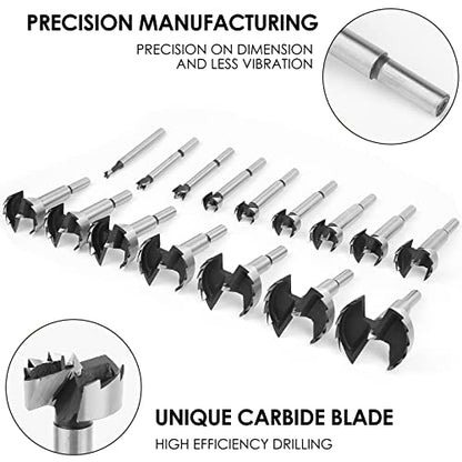 BAIDETS Forstner Bit Set 16Pcs - Forstner Bit Wood Drilling, Forstner Drill Bit with Center Positioning - size: 16 PCS