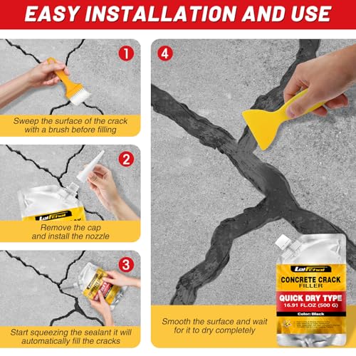 Asphalt Crack Sealant, Cement Crack Filler, High Elasticity Self Leveling Caulking Glue, Waterproof Concrete Repair for Driveways, Walkway, Patio, Joint, Indoor and Outdoor (2 Pack - 2.2LB) - style: 2 Pack - 2.2LB