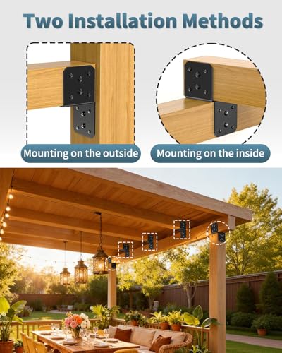 4x4 Hanger Bracket, T Post Caps Brackets for Wood, Black-4PCS - color: Black-4PCS