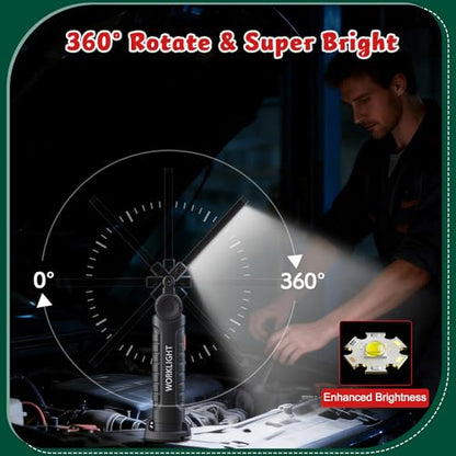 LNRYY 4Pack Rechargeable Magnetic LED Work Light/Flashlight for Mechanics