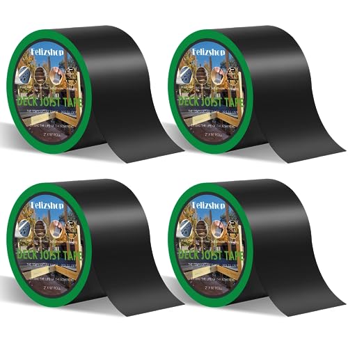 Butyl Tape, 4" X 50' Weather Resistant Deck Tape, Anti-Corrosion Flashing Tape for Decks, Beams and Wood (4 Rolls) - style: 4" x 50' -4 Rolls