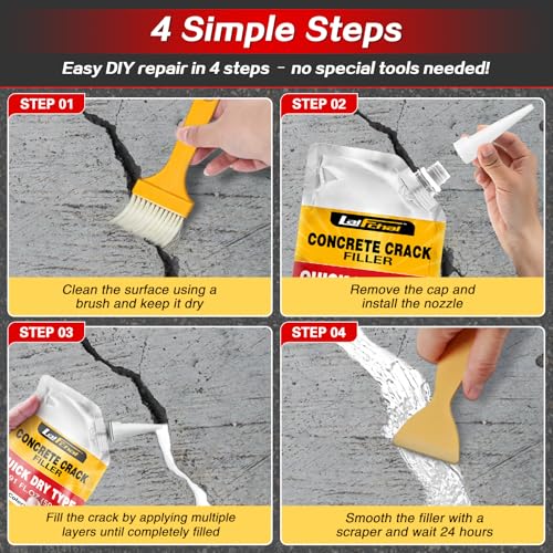 Concrete Crack Filler, Cement Crack Filler, Fast-Drying Crack Filler, Self-Leveling Caulking Sealan Effectively Repairs Cracks in Driveways, Sidewalks, Patios, and Window Sills (5 Pack - 5.5LB) - style: 5 Pack - 5.5LB