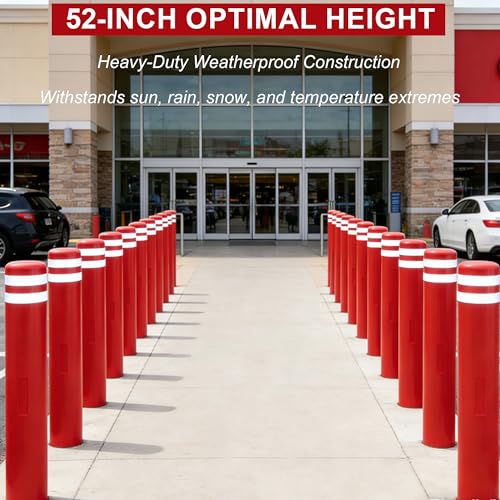 OrangeStar Bollard Cover 5" x 46" Red with 2 Reflective Collars - color: Red, size: 5"x46"