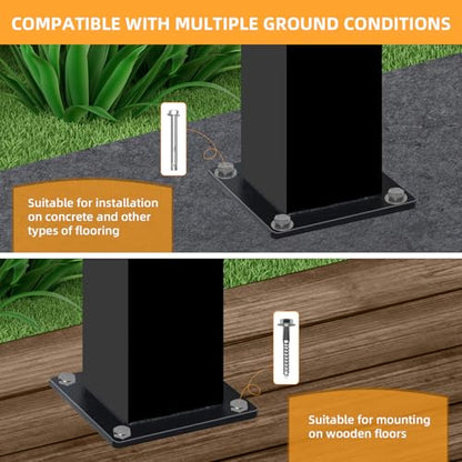 47in Deck Railing Post with Screws - color: Black-2, size: 47in Post for Stair Railing