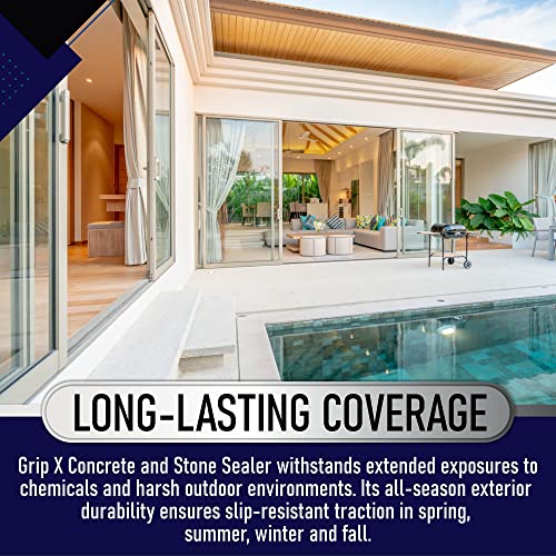 SlipDoctor's GripX Non-Slip Coating and Sealant for Indoor and Outdoor Tiles, Concrete and Natural Stone - Clear Anti-Slip for Slip Resistant Flooring