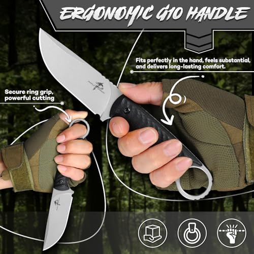Purple Dragon Fixed Blade Knife with Kydex Sheath -Survival Knife Black - color: Black