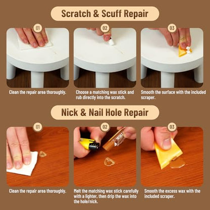 Wood Filler Sticks 15 Colors, Wood Putty Stick for Furniture Repair