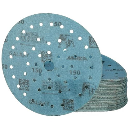 Mirka Galaxy Multifit 6 Inch Ceramic Discs, 150 Grit, Hook & Loop, 50 Pack - size: Grit 150