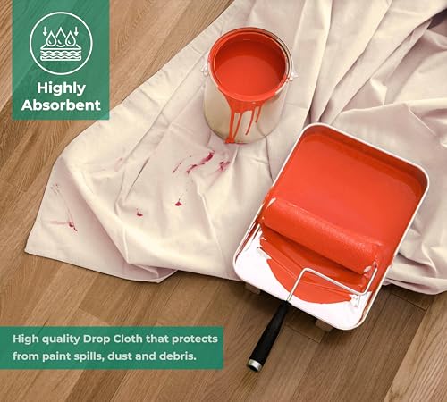 Canvas Drop Cloth for Painting 9x6 feet Pack of 4-8oz Painters Drop Cloths for Painting - All Purpose Canvas Tarps for Floor & Furniture Protection - Recycled Cotton Fabric - size: 9x6 Ft - 2 pc (Pack of 2)