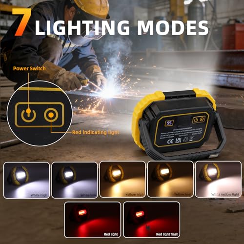 YXQUA 30W Rechargeable LED Work Light, 3000LM IP65 Magnetic Base - size: 5.75 inches