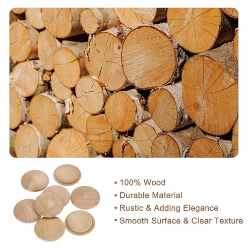 uxcell 20Pcs Wood Button Plugs, 35mm / 1.38" Hardwood Screw Hole Plug Mushroom Wooden Caps Buttons Beech Wood Plug for Furniture Woodworking Craft Decor (45mm x 35mm) - size: 45mm x 35mm