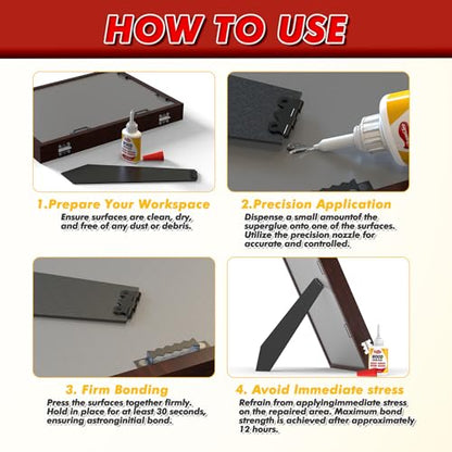 Super Glue for Wood 1.23oz, Strong Waterproof Clear Fast-Drying Adhesive