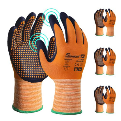 Schwer 3/6/12 Pairs Safety Work Gloves, MicroDot Abrasion & Grip, LT5619, M - size: Medium