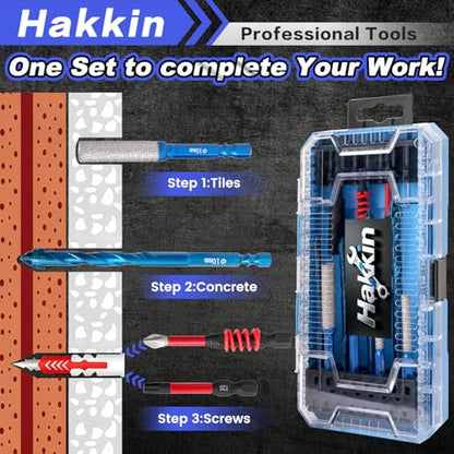 12PCS 2-in-1 Diamond Drill Bits, 1/4 Inch Hex Shank, 3/16" to 3/8" - size: D.3/16" to 3/8"