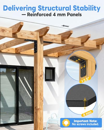 5 Inch Heavy Duty L Brackets, 90 Degree Bracket, Black-4 Pcs - color: Black-4 Pcs