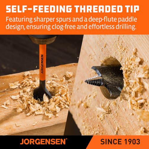 Jorgensen 1" x 6" Spade Drill Bit, 1/4" Hex Shank - size: 1 in