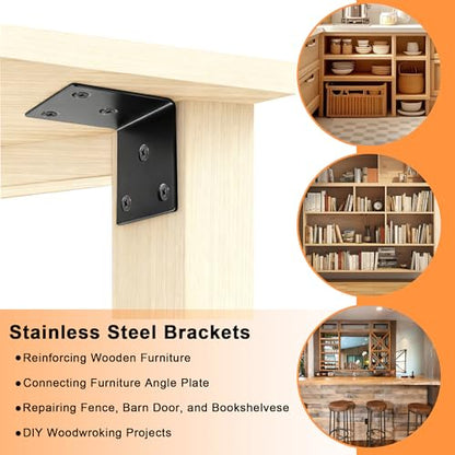 50PCS Black L Brackets Corner Bracket 1.5"x1.5"x1.5", Heavy Duty Corner Brace for Wood, Right Angle Brackets, 40MM 1.5Inch Wide 90 Degree Bracket for Wooden Frame Furniture Shelves Chairs - size: 1.5"x1.5"(Black)