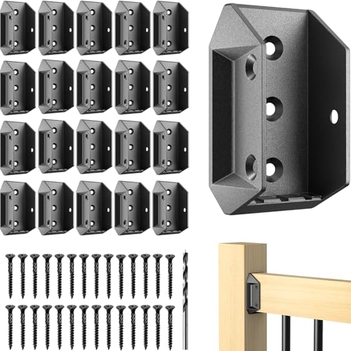 20 Pack Aluminum Deck Railing Bracket Connectors with 120 Screws