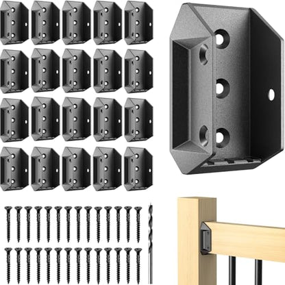 20 Pack Aluminum Deck Railing Bracket Connectors with 120 Screws