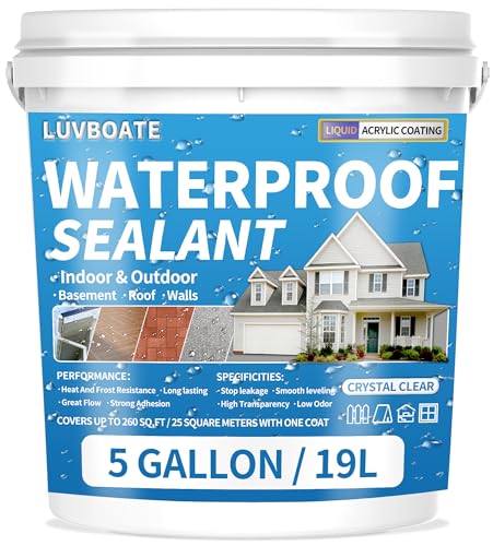 Liquid Waterproof Sealant 5 Gallon Clear, Transparent Waterproof Coating - color: Clear 5 Gallon
