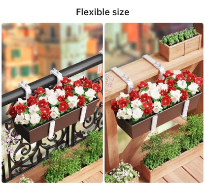 Y&M 2 Pack Window Box Brackets, Adjustable Railing Planter Box Brackets - size: 2p White