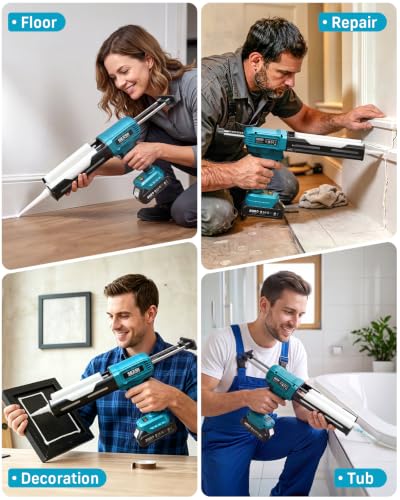 SEESII Electric Dual Cartridge Epoxy Gun 400ML (1:1) with 2 Batteries - color: Dark Navy Blue