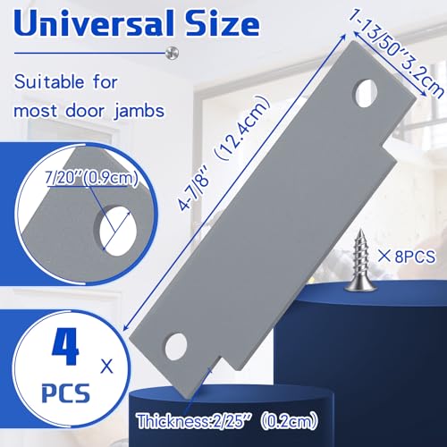 Zonon 4 Pcs Door Strike Plate Filler with Screws, T-Strike Blank, Gray - color: Gray