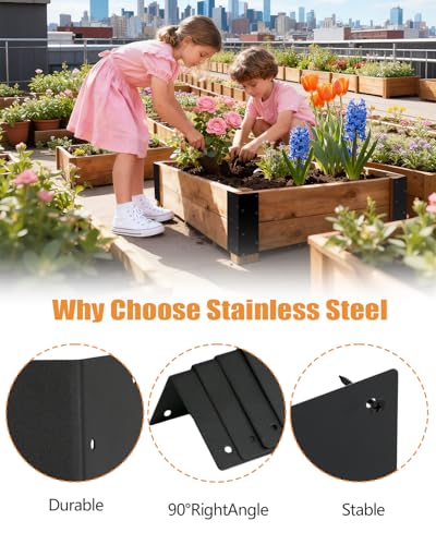Stainless Steel Raised Garden Bed Corner Brackets, 8 PCS, 11" x 3" x 3"
