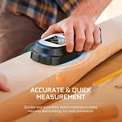Pinless Wood Moisture Meter, Firewood Moisture Meter for Lumber Drywall - color: Black Silver