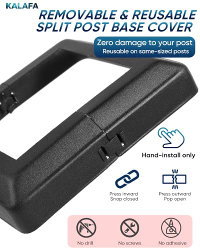 Aluminum 4x4 Post Base Cover, 4 Pack Split Black Skirt Trim Fits 3.5" Posts - color: black 4-pack 3.5-inch