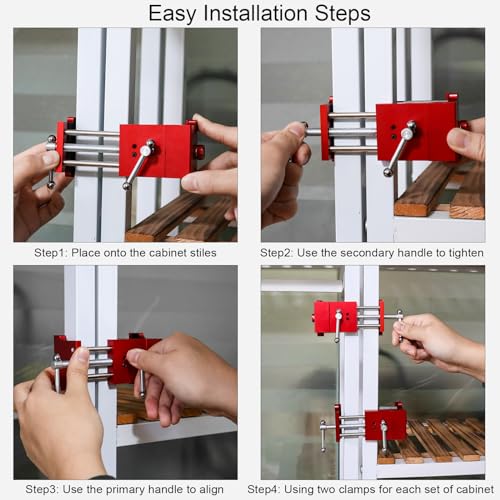 4 Pcs Cabinet Clamps, Cabinetry Clamps Cabinet Face Frame Clamps Cabinet Installation Clamps Cabinet Tools with 4 Felt Pads, Handy Woodworking Punching, Cabinets, Drawer Installation