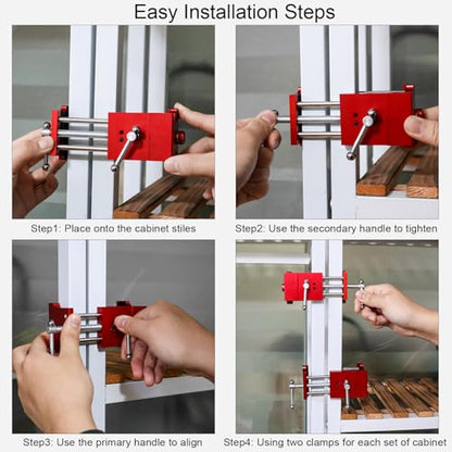 4 Pcs Cabinet Clamps, Cabinetry Clamps Cabinet Face Frame Clamps Cabinet Installation Clamps Cabinet Tools with 4 Felt Pads, Handy Woodworking Punching, Cabinets, Drawer Installation
