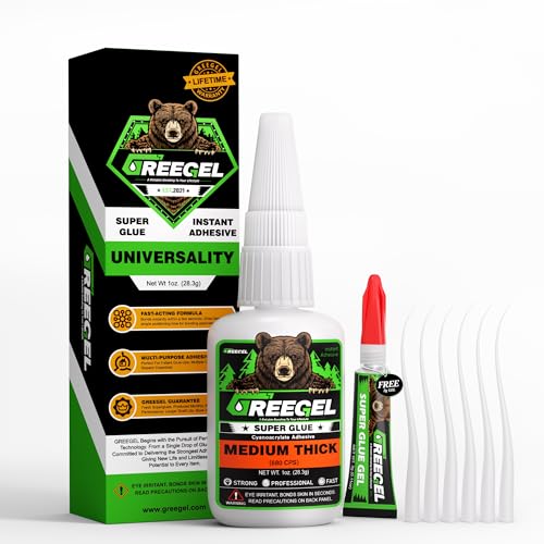 Liquid Medium Thick Super Glue 1 oz + 3g Gel Glue for Cermic - color: Medium Thick Viscosity, size: 1 oz