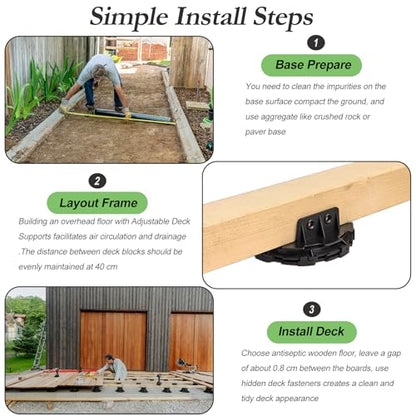 50 Pack Deck Block, Adjustable Deck Pedestal, 0.6"-0.8" Height Leveling - size: Raising 0.6" to 0.8"