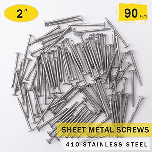 410 Stainless Steel #8 x 2 Self Tapping Screws for Metal/Wood -90PCS - size: #8 x 2" Single, style: Self-drilling - Truss