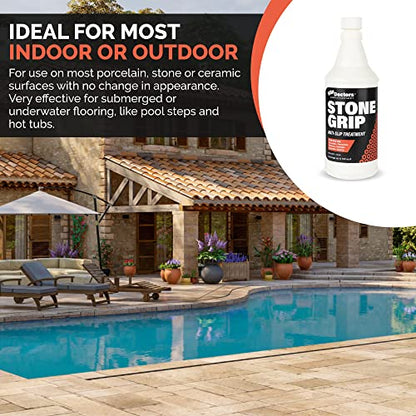 Stone Grip Industrial (Gallon) Non-Slip Floor Treatment for Tile and Stone to Prevent Slippery Floors. Indoor/Outdoor, Residential/Commercial, Works in Minutes for Increased Traction - style: Gallon