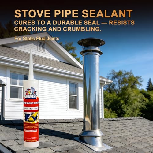 2500°F High Temp Stove Gasket Cement, Black 10 oz Silicate-Based Stove Pipe Sealant, Non-Flammable&Paintable Fireplace Sealant Caulk for Wood Stove,Chimneys, Ovens, Grills, Furnace & Flue Joints-2Pack