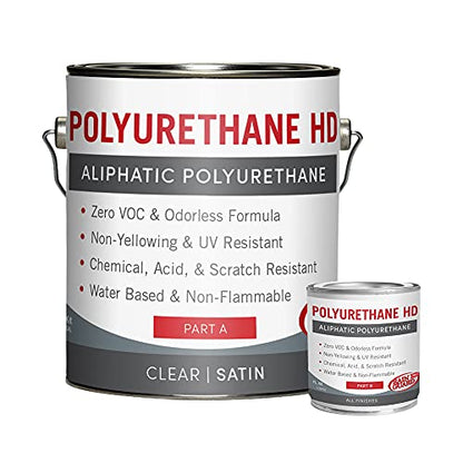 Rain Guard Water Sealers PU-0402 Polyurethane HD IsoFree Clear2-Part Satin Finish Ready to USE Covering up to 300 Sq. Ft on New and Older Surfaces. 1 Gallon Kit A and B - color: Clear Satin, size: 1 Gallon (300 Sq. Ft.)