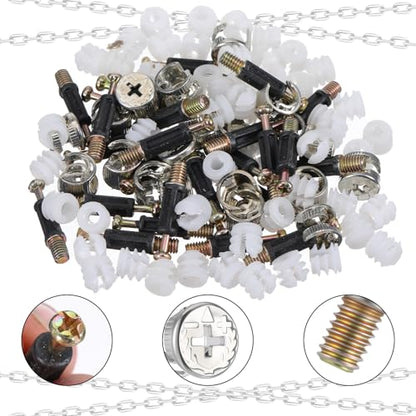 Cam Lock Nuts and Cams Screws, 20 Sets Cam Locks for Furniture M6 X 35mm 3-in-1 Eccentric Hardware Wheels Cams Connector Bolt Fittings Fasteners Hardware Parts - size: M6 X 35mm