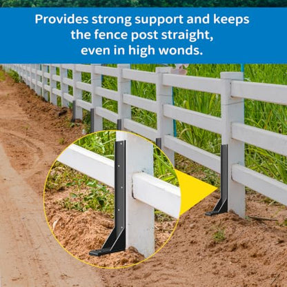 3 Pack Fence Post Repair Kit, Heavy Duty Tilted Fence Support Stakes, 31.5'' Length Thickened Steel Post Stabilizer, Quick Fix Broken/Leaning 4x4/6x6 Wood Posts