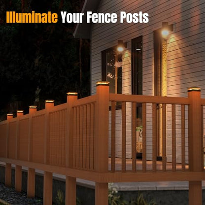 4x4 Solar Fence Post Cap Lights Outdoor Waterproof, 8 Pack, Black - size: 8 Pack