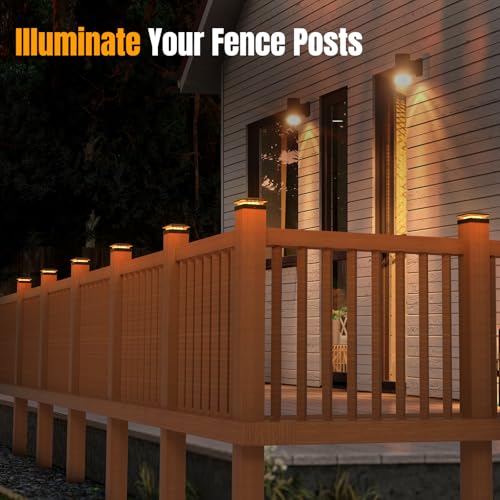 4x4 Solar Fence Post Cap Lights Outdoor Waterproof, 6 Pack, Black - size: 6 Pack