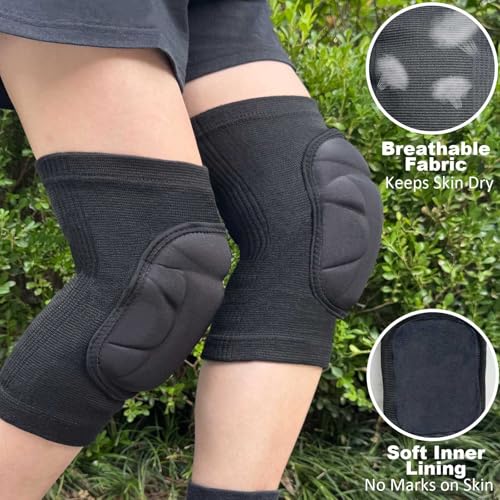 Volleyball Knee Pads for Men Women, Soft Elastic Sleeve for Work- Black S/M