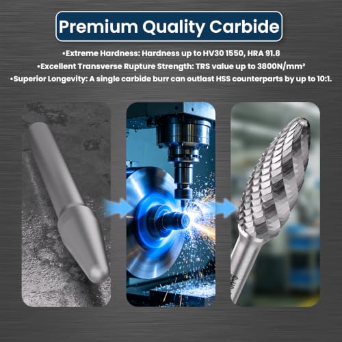 LU&MN SH-5 Tungsten Carbide Burr, 1/2" Head, 1/4" Shank, 1 Pc - style: SH-5
