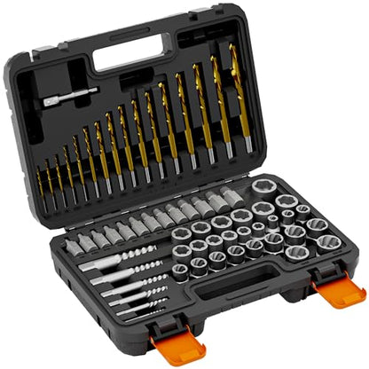 62Pcs Screw Extractor Set with Heavy Duty Nut Removers - size: 62-Piece Screw Extractor Set
